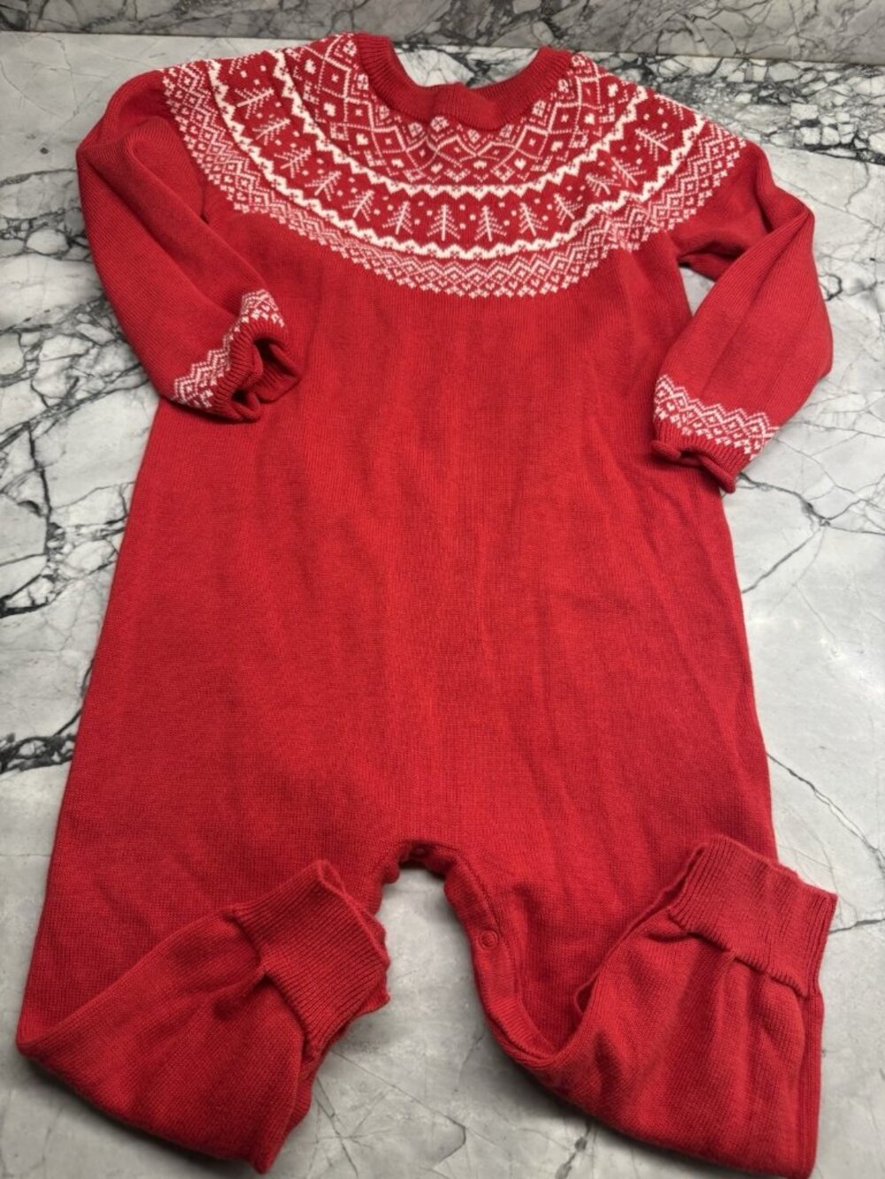 Hatley Baby 18-24 Months Red Snowflake Sweater One Piece Christmas Holiday